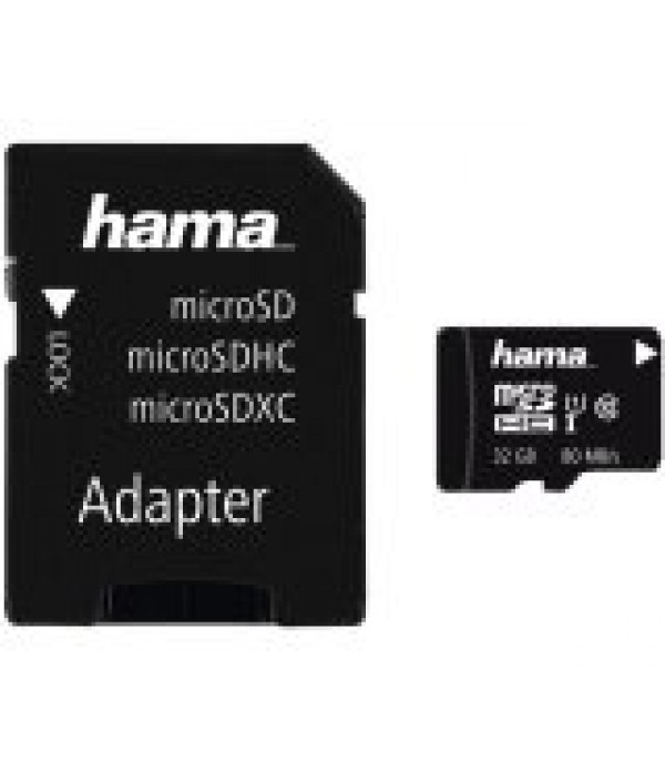 Hama microSDHC 32GB Class 10 UHS-I 80MB/s + Adapte...
