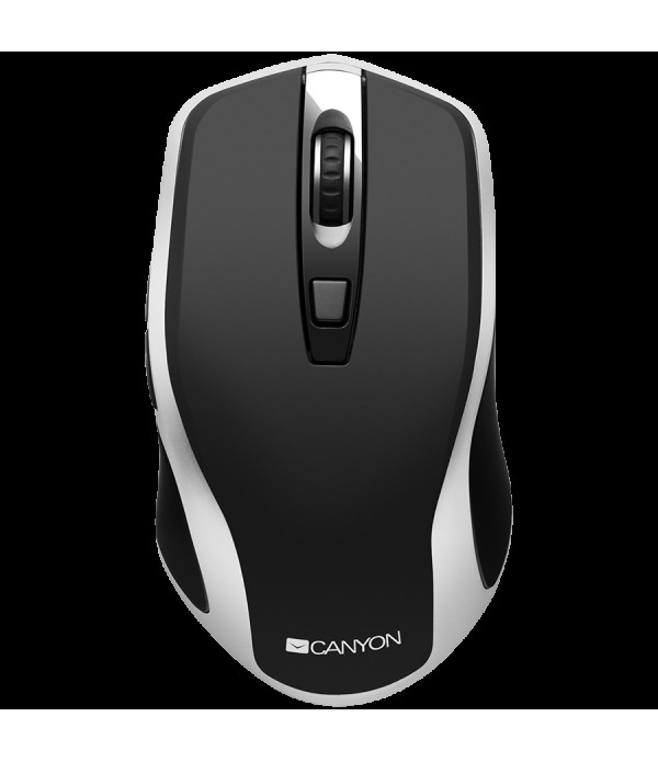 2.4GHz Wireless Rechargeable Mouse with Pixart sensor, 6keys, Silent switch for right/left keys,DPI: 800/1200/1600, Max. usage 50 hours for one time full charged, 300mAh Li-poly battery, Black -Silver, cable length 0.6m, 121*70*39mm, 0.103kg